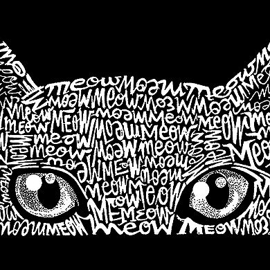 Women's Plus Size Word Art V-Neck - Peeking Cat