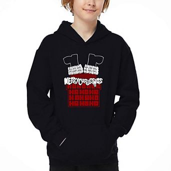 Chimney Santa - Boy's Word Art Hooded Sweatshirt