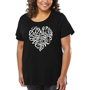 Cursive Heart - Women's Plus Size Word Art T-Shirt