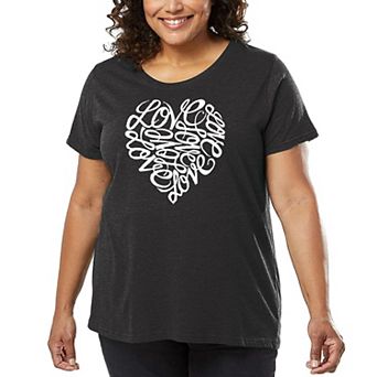 Cursive Heart - Women's Plus Size Word Art T-Shirt