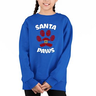 Santa Paws - Girl's Word Art Crewneck Sweatshirt