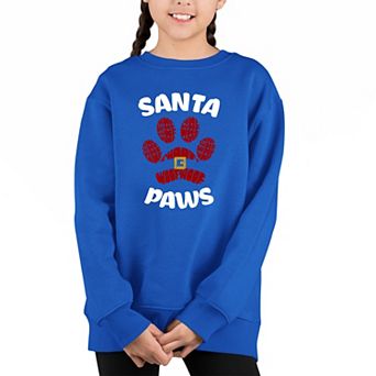 Santa Paws - Girl's Word Art Crewneck Sweatshirt