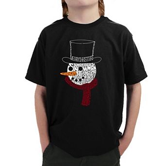 Snowman Face - Boy's Word Art T-Shirt