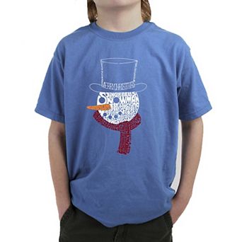 Snowman Face - Boy's Word Art T-Shirt