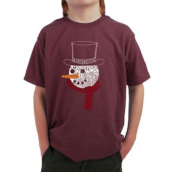 Snowman Face - Boy's Word Art T-Shirt