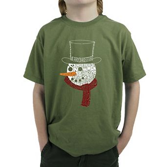 Snowman Face - Boy's Word Art T-Shirt