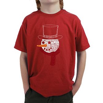 Snowman Face - Boy's Word Art T-Shirt