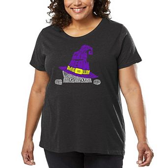 Peeking Witch Cat - Women's Plus Size Word Art T-Shirt