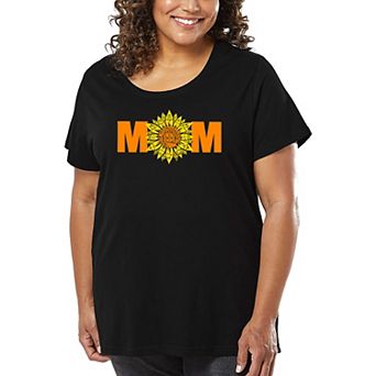 Women's Plus Size Word Art T-shirt - Mom Sunflower