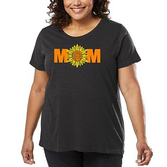 Women's Plus Size Word Art T-shirt - Mom Sunflower