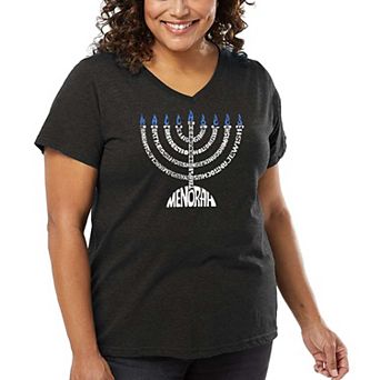 Menorah - Women's Plus Size Word Art V-Neck