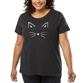 Women's Plus Size Word Art T-shirt - Whiskers
