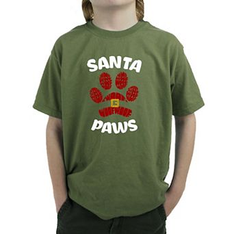Santa Paws - Boy's Word Art T-Shirt