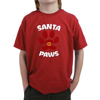 Santa Paws - Boy's Word Art T-Shirt