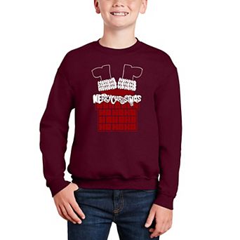 Chimney Santa - Boy's Word Art Crewneck Sweatshirt