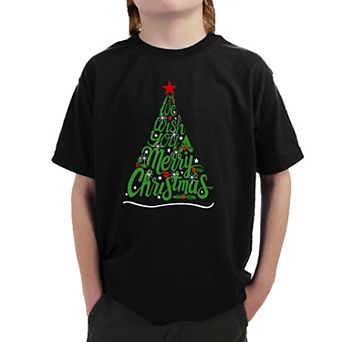 We Wish You A Merry Christmas - Boy's Word Art T-Shirt