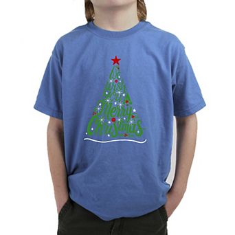 We Wish You A Merry Christmas - Boy's Word Art T-Shirt