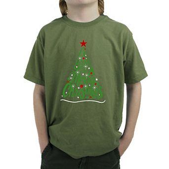 We Wish You A Merry Christmas - Boy's Word Art T-Shirt