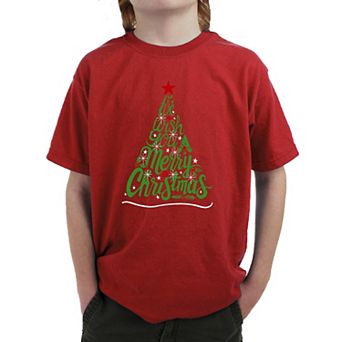 We Wish You A Merry Christmas - Boy's Word Art T-Shirt