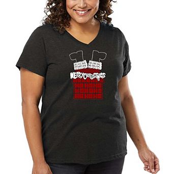 Chimney Santa - Women's Plus Size Word Art V-Neck