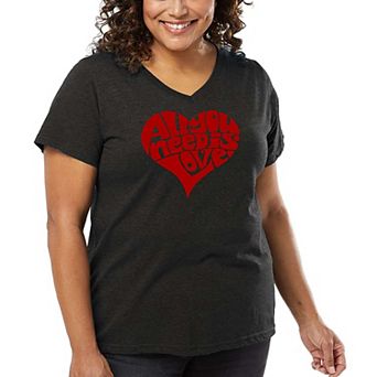 Women's Plus Size Word Art V-Neck - All You Need Is Love