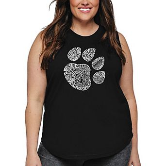 Women's Plus Size Word Art Tank Top - Cat Paw