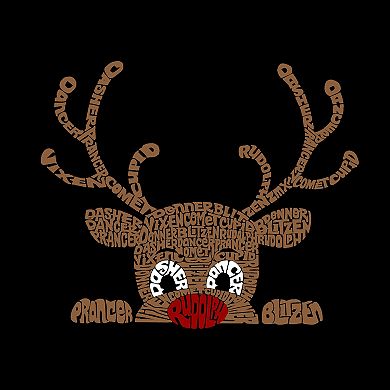 Peeking Reindeer - Girl's Word Art Long Sleeve T-Shirt
