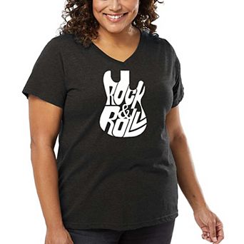 Rock And Roll Guitar - Women's Plus Size Word Art V-Neck