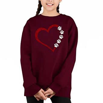 Meow Heart - Girl's Word Art Crewneck Sweatshirt