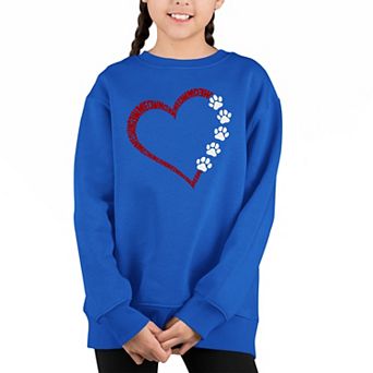 Meow Heart - Girl's Word Art Crewneck Sweatshirt