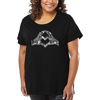 Women's Plus Size Word Art T-shirt - Finger Heart