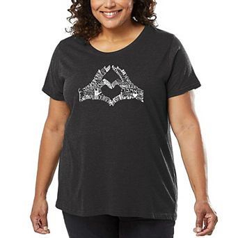 Women's Plus Size Word Art T-shirt - Finger Heart