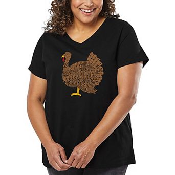 Thanksgiving - Women's Plus Size Word Art V-Neck