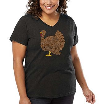 Thanksgiving - Women's Plus Size Word Art V-Neck