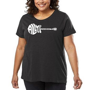 Women's Plus Size Word Art T-shirt - All You Need Is Love