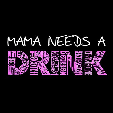 Women's Plus Size Word Art V-Neck - Mama Needs a Drink