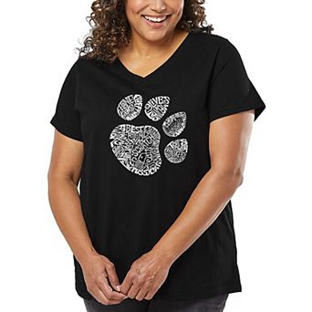 Women's Plus Size Word Art V-Neck - Cat Paw