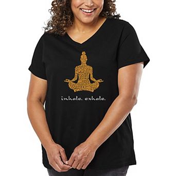Women's Plus Size Word Art V-Neck - Inhale Exhale