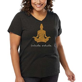 Women's Plus Size Word Art V-Neck - Inhale Exhale