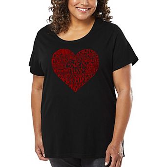 Women's Plus Size Word Art T-shirt - Country Music Heart
