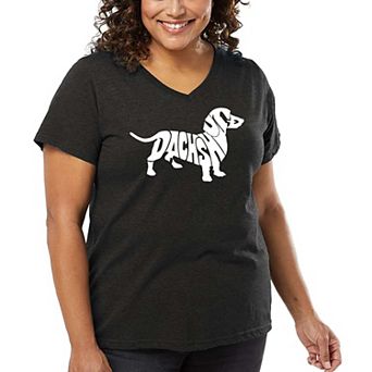 Women's Plus Size Word Art V-Neck - Dachshund