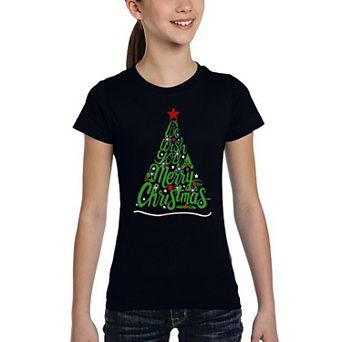 We Wish You A Merry Christmas - Girl's Word Art T-Shirt