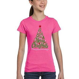 We Wish You A Merry Christmas - Girl's Word Art T-Shirt