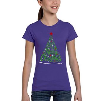 We Wish You A Merry Christmas - Girl's Word Art T-Shirt
