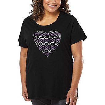 Women's Plus Size Word Art T-shirt - XOXO Heart