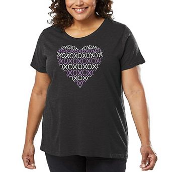 Women's Plus Size Word Art T-shirt - XOXO Heart