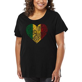 Women's Plus Size Word Art T-shirt - One Love Heart