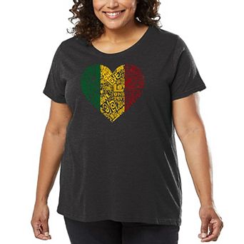 Women's Plus Size Word Art T-shirt - One Love Heart