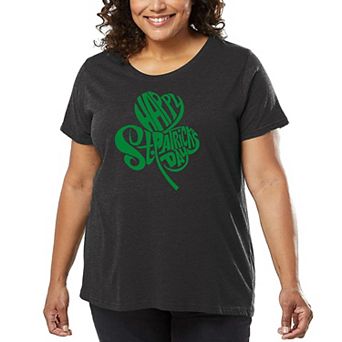 Women's Plus Size Word Art T-shirt - St. Patrick's Day Shamrock