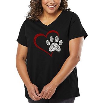 Paw Heart - Women's Plus Size Word Art V-Neck